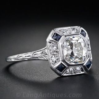 1.15 Carat Antique Cushion-Cut Art Deco Diamond Ring 