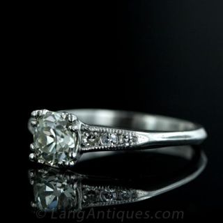 1.15 Carat Antique Cushion-Cut Diamond Ring in Platinum