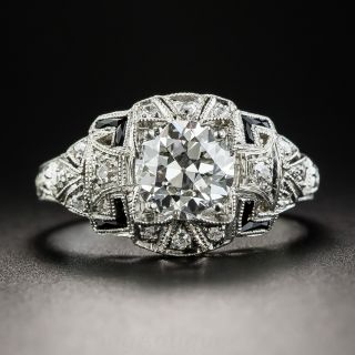1.15 Carat Art Deco Diamond and Black Onyx Ring - GIA H VVS2