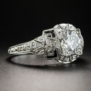 1.15 Carat Art Deco Diamond and Black Onyx Ring - GIA H VVS2
