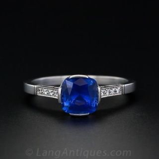 1.15 Carat Cushion Cut Sapphire Solitaire - French