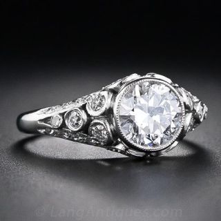 1.15 Carat D Color Vintage Style Diamond Ring