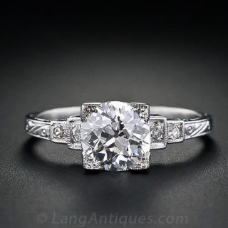 1.16 Art Deco Diamond Ring in Platinum