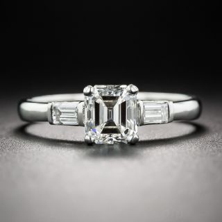 1.16 Carat Emerald/Asscher-Cut Diamond Engagement Ring 
