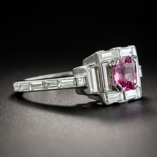 1.16 Carat No Heat Pink Sapphire Platinum and Diamond Ring Ceylon