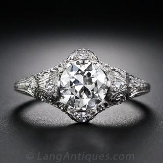 1.16 Carat Platinum and Diamond Antique Engagement Ring