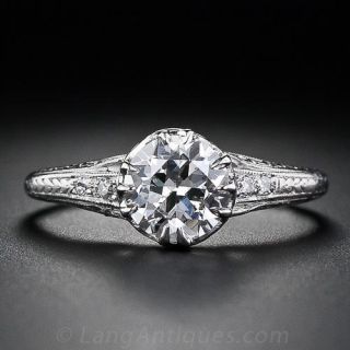 1.16  European-Cut  Antique Diamond Engagement Ring