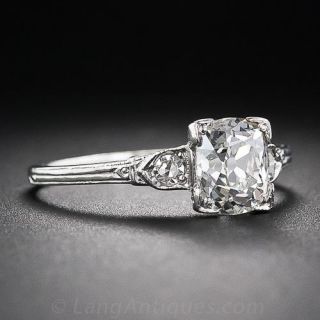 1.17 Carat Antique Cushion-Cut Platinum and Diamond Engagement Ring