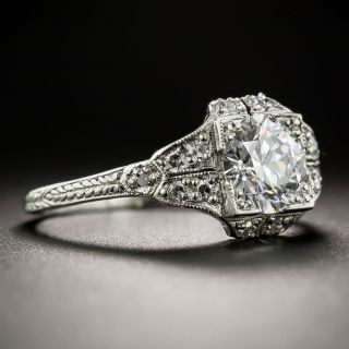 1.17 Carat Art Deco Platinum Diamond Ring - GIA D VS2