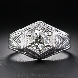 1.17 Carat Diamond Art Deco Gent's Ring 