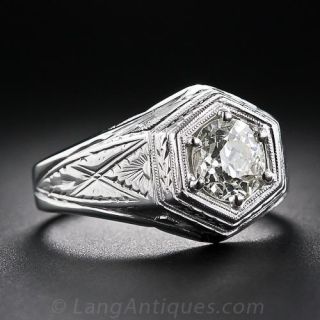1.17 Carat Diamond Art Deco Gent's Ring 
