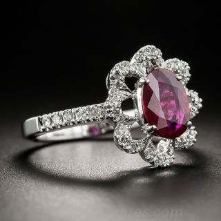 1.17 Carats Natural-No-Heat Ruby and Diamond Ring