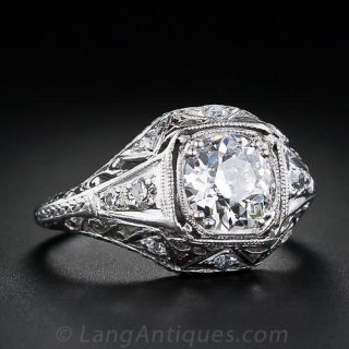 1.17  Diamond Antique Engagement Ring in Platinum