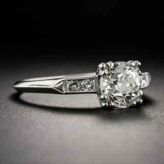 1.17 European-Cut Diamond Platinum Engagement Ring
