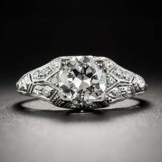 1.18 Carat Art Deco Diamond Ring GIA J / VVS2