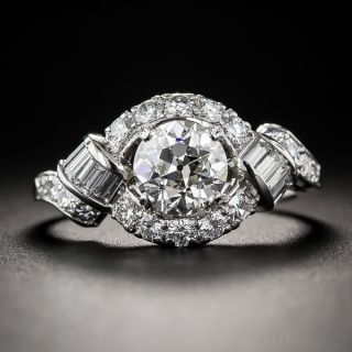 1.18 Carat Diamond Platinum Vintage Engagement Ring - GIA J/VS2