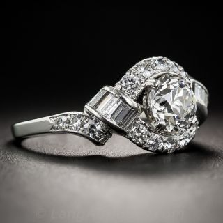 1.18 Carat Diamond Platinum Vintage Engagement Ring - GIA J/VS2