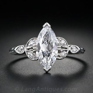 1.18 Carat Marquise Cut Vintage Diamond Engagement Ring