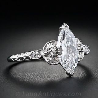 1.18 Carat Marquise Cut Vintage Diamond Engagement Ring