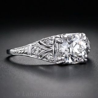 1.19 Carat Diamond Art Deco Engagement Ring