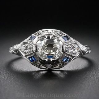 1.19 Carat Diamond Art Deco Engagement Ring