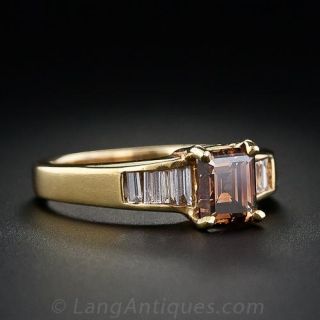 1.19 Carat Estate Engagement Ring with Natural Fancy Brown Emerald-Cut Diamond