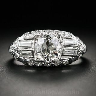 1.20 Carat Art Deco Platinum and Diamond Engagement Ring