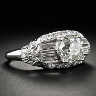 1.20 Carat Art Deco Platinum and Diamond Engagement Ring