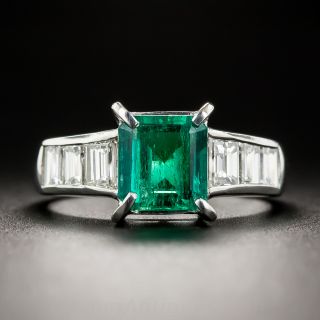 1.20 Carat Colombian Emerald, Platinum Diamond Ring