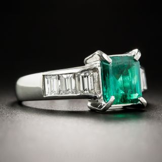 1.20 Carat Colombian Emerald, Platinum Diamond Ring