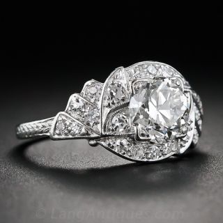 1.20 Carat Diamond Art Deco Platinum Engagement Ring