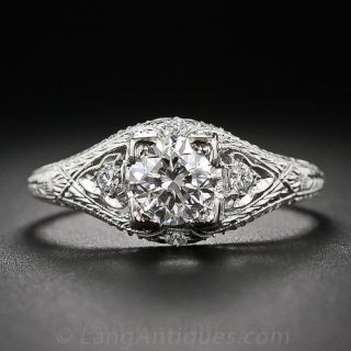 1.20 Carat Diamond Platinum Filigree Ring - 2