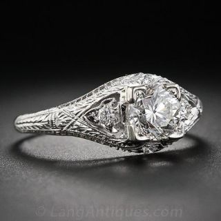 1.20 Carat Diamond Platinum Filigree Ring