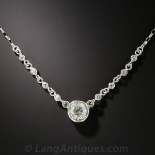 1.20 Carat European-Cut Diamond Pendant Necklace