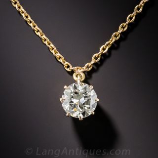 1.20 Carat European-Cut Diamond Solitaire Necklace