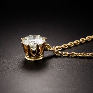 1.20 Carat European-Cut Diamond Solitaire Necklace