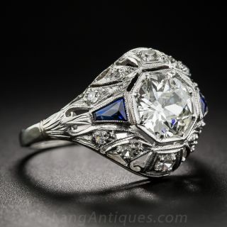 1.20 Carat Platinum and Diamond  Art Deco Engagement Ring