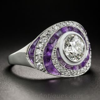 1.20 Carat Diamond and Amethyst Spiral Ring