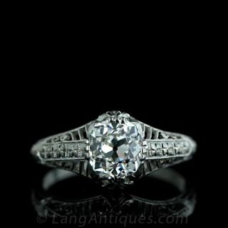 Antique-Cushion-Cut-Diamond-Filigree-Ring-Main-View