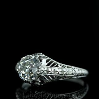 1.21 Carat Antique Cushion Cut Diamond Filigree Ring
