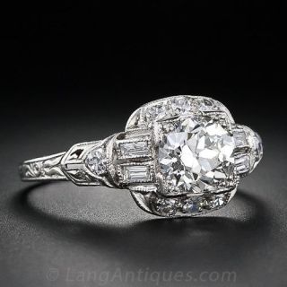 1.21 Carat Art Deco Diamond Engagement Ring