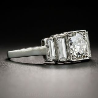 1.21 Carat Diamond and Platinum Art Deco Engagement Ring - GIA I SI2