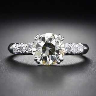 1.21 Carat Light Fancy Yellow European-Cut Diamond Engagement Ring
