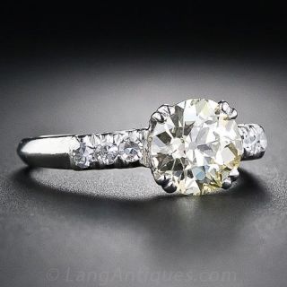 1.21 Carat Light Fancy Yellow European-Cut Diamond Engagement Ring