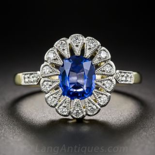 1.21 Carat Sapphire and Diamond Vintage Style Ring