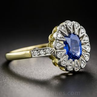1.21 Carat Sapphire and Diamond Vintage Style Ring