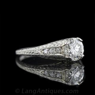 1.22 Carat F VS2 Art Deco Diamond Engagement Ring