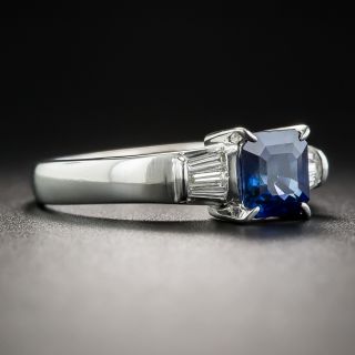 1.22 Carat Square-Cut Sapphire Diamond and Platinum Ring
