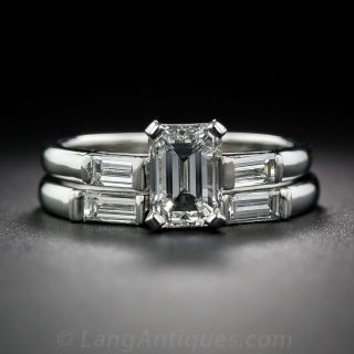1.23 Carat Emerald-Cut Diamond Wedding Set - GIA F-SI1