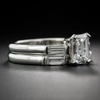 1.23 Carat Emerald-Cut Diamond Wedding Set - GIA F-SI1